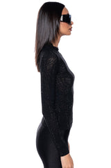 CLARISSA EMBELLISHED LONG SLEEVE MESH TOP