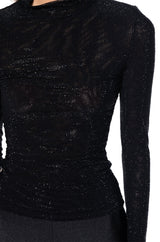 CLARISSA EMBELLISHED LONG SLEEVE MESH TOP