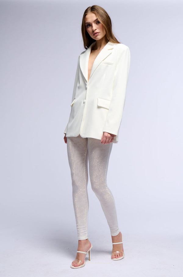 CLARISSA EMBELLISHED MESH LEGGINGS IN WHITE