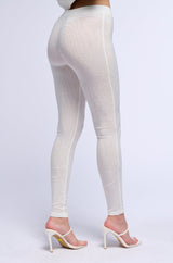 CLARISSA EMBELLISHED MESH LEGGINGS IN WHITE
