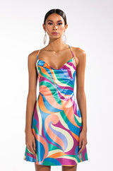 CLASSIC COWL NECK MINI DRESS