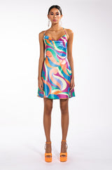 CLASSIC COWL NECK MINI DRESS
