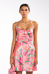CLASSIC COWL NECK MINI DRESS