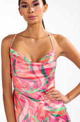 CLASSIC COWL NECK MINI DRESS