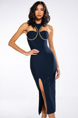 CLASSY BITCH LOOKS BANDAGE MIDI DRESS