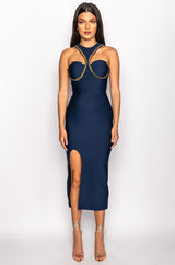 CLASSY BITCH LOOKS BANDAGE MIDI DRESS