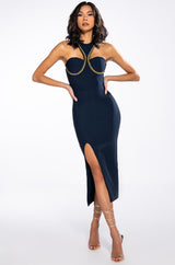 CLASSY BITCH LOOKS BANDAGE MIDI DRESS