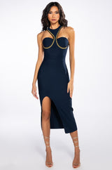 CLASSY BITCH LOOKS BANDAGE MIDI DRESS