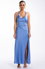 ELIANA SATIN HALTERNECK MAXI DRESS