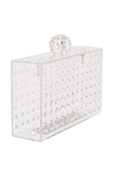 CLEAR BOX CLUTCH WITH RHINESTONES