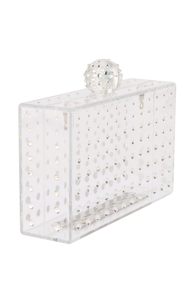 CLEAR BOX CLUTCH WITH RHINESTONES