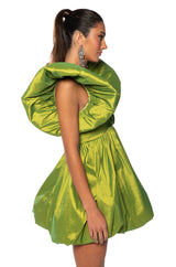 CLEMENTINE BUTTERFLY SLEEVE MINI DRESS IN GREEN