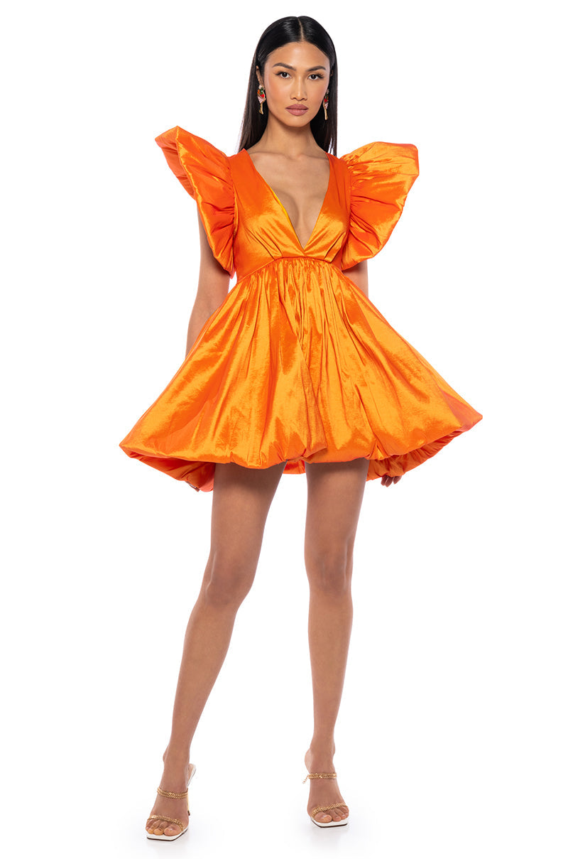 CLEMENTINE BUTTERFLY SLEEVE MINI DRESS