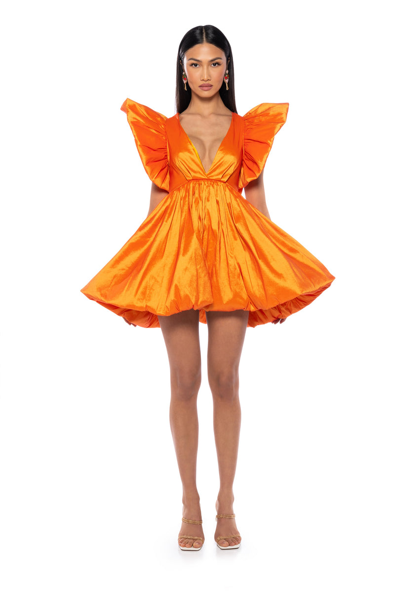 CLEMENTINE BUTTERFLY SLEEVE MINI DRESS