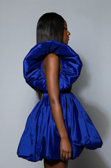 CLEMENTINE BUTTERFLY SLEEVE MINI PUFF DRESS IN DARK PURPLE
