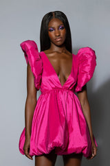 CLEMENTINE BUTTERFLY SLEEVE MINI PUFF DRESS