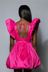 CLEMENTINE BUTTERFLY SLEEVE MINI PUFF DRESS