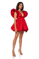 CLEMENTINE BUTTERFLY SLEEVE MINI PUFF DRESS