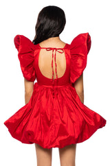 CLEMENTINE BUTTERFLY SLEEVE MINI PUFF DRESS