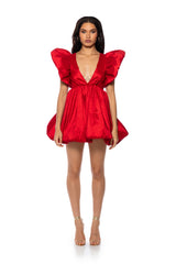 CLEMENTINE BUTTERFLY SLEEVE MINI PUFF DRESS