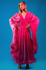 CLEMENTINE FEATHER TRIM MAXI DRESS