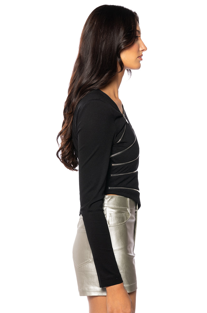 CLEO ONE SHOULDER ZIPPER DETAIL TOP