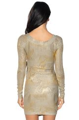 CLEO METALLIC WRAP MINI DRESS