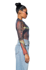 CLOSE TO ME MESH MOCK NECK BODYSUIT