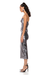 CLUB SEATS METALLIC MIDI DRESS