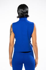 COLLEGIATE VARSITY BLUES SLEEVELESS TURTLENECK SWEATER