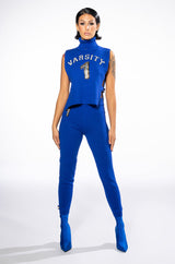 COLLEGIATE VARSITY BLUES SLEEVELESS TURTLENECK SWEATER