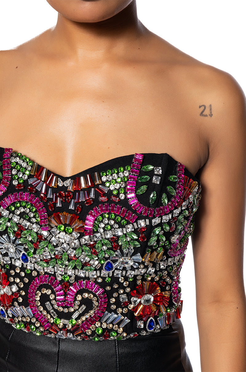COME ALIVE RHINESTONE EMBELLISHED CORSET