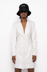 COME ALONG FAUX LEATHER BLAZER DRESS