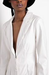 COME ALONG FAUX LEATHER BLAZER DRESS