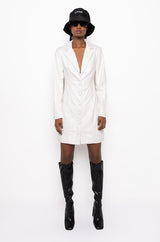 COME ALONG FAUX LEATHER BLAZER DRESS