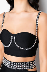 COME GET IT RHINESTONE BANDAGE CROP TOP