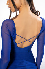 COME MY WAY LONG SLEEVE MESH MINI DRESS