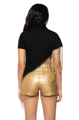 COME THRU RHINESTONE EMBELLISHED ASYMMETRICAL SWEATSHIRT