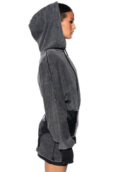 COMFY CHIC SWEATSHIRT DRESS WITH PU GARTER