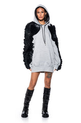 COMFY COZY PATCHWORK SWEATSHIRT DRESS