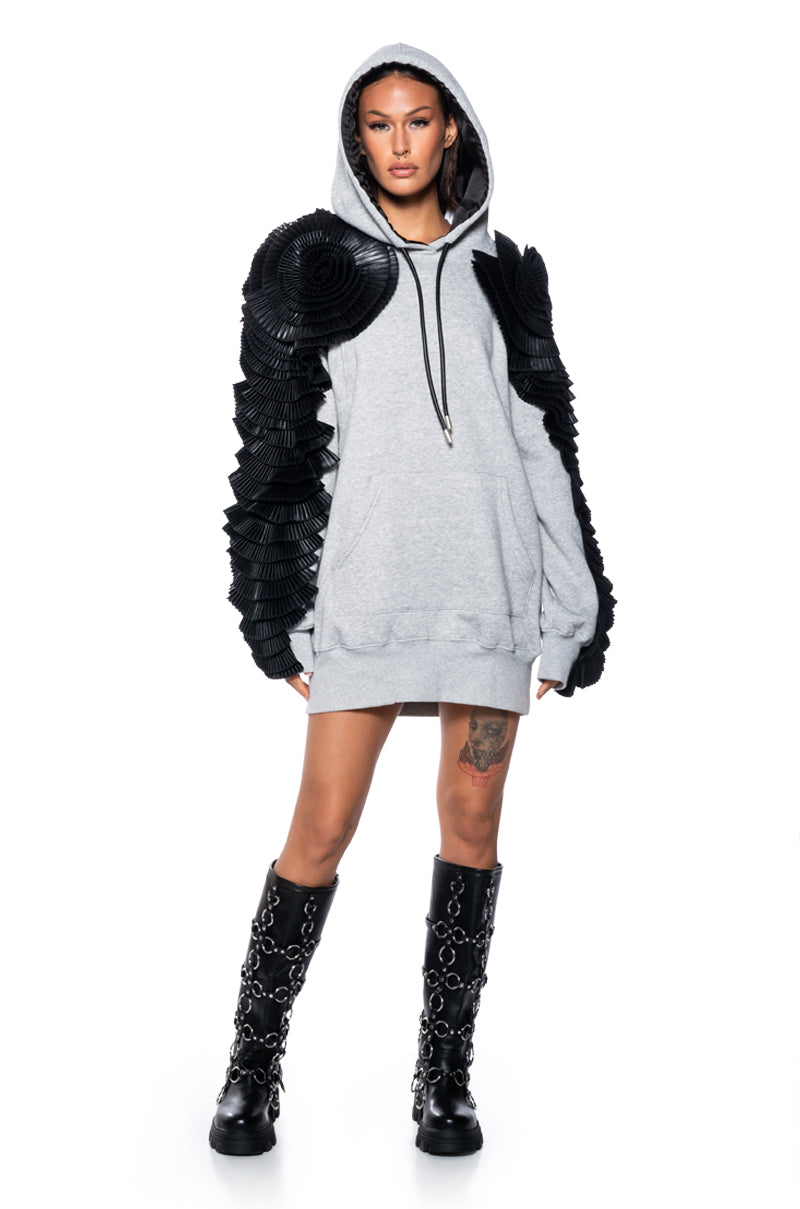 COMFY COZY PATCHWORK SWEATSHIRT DRESS