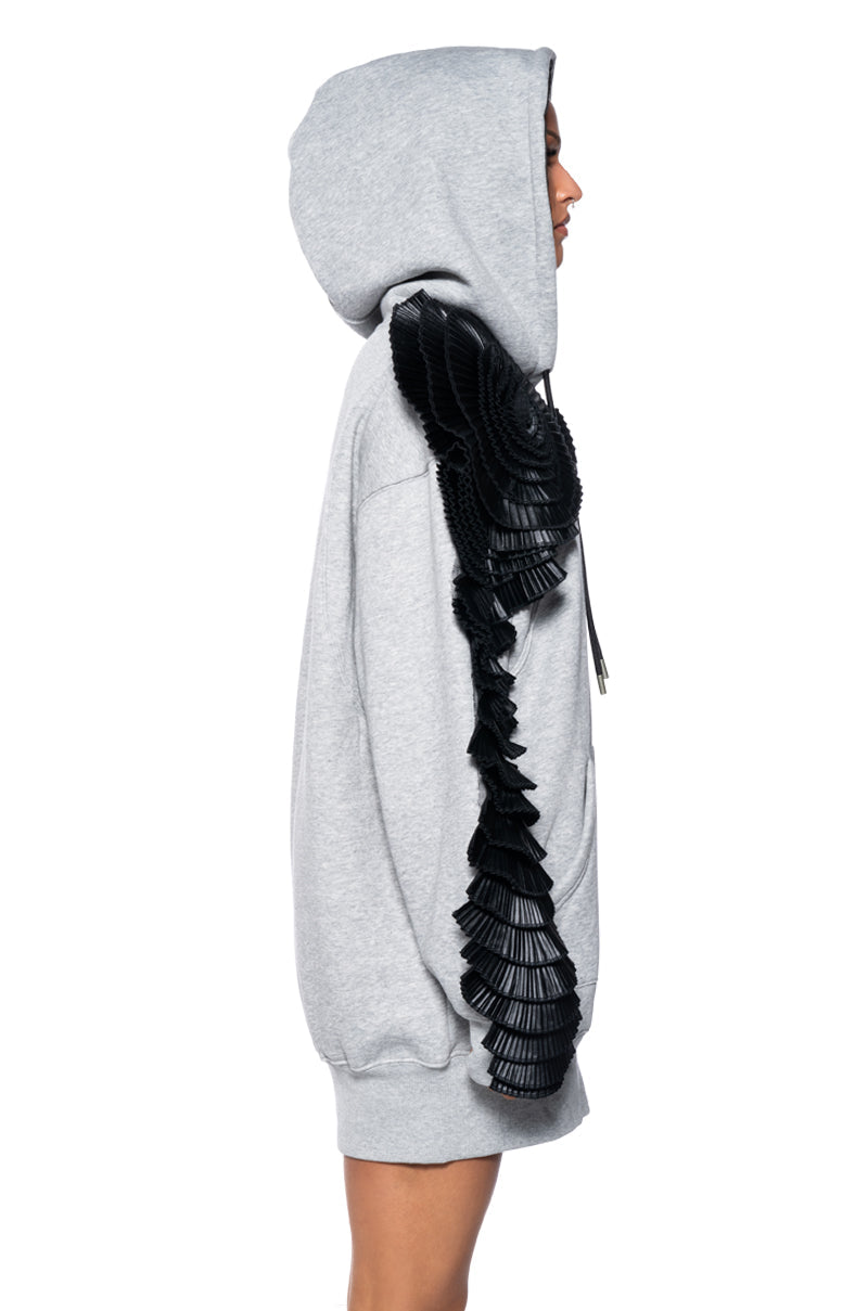 COMFY COZY PATCHWORK SWEATSHIRT DRESS