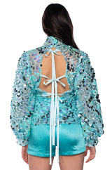 CONFETTI LONG SLEEVE MOCK NECK BLOUSE