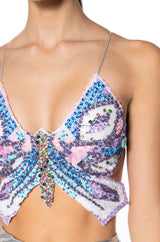 CONNIE EMBELLISHED BUTTERFLY TOP