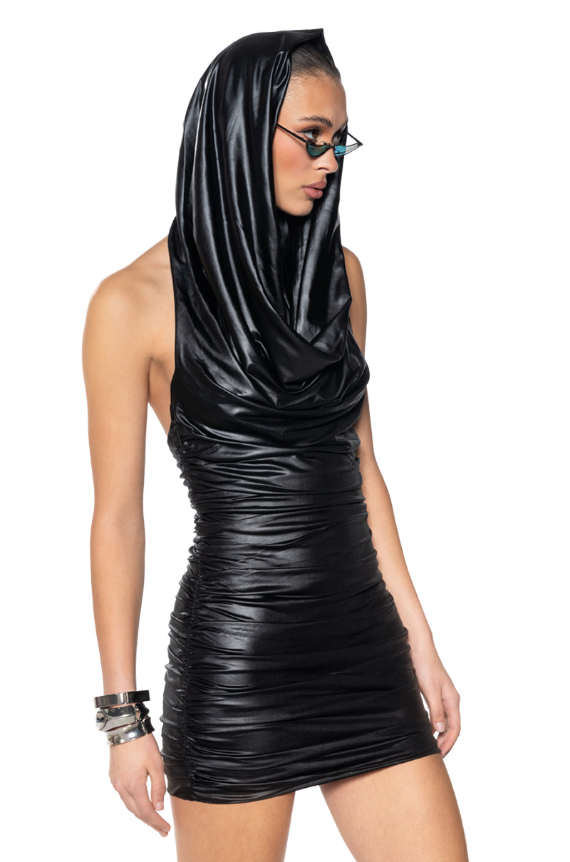 COOL GIRL HOODED MINI DRESS