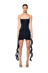 COOL IT COWBOY RUFFLE DENIM MINI DRESS