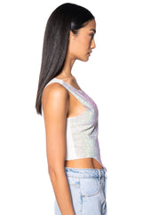 COSMIC ENERGY CROPPED CUT OFF RHINESTONE TANK
