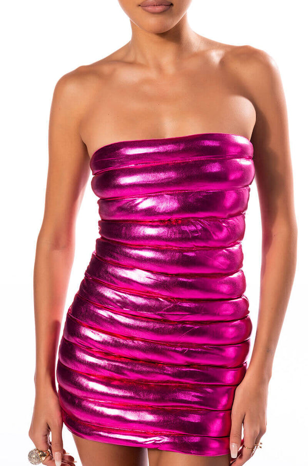 COSMIC LOVE STRAPLESS MINI DRESS