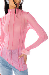 COULD YOU IMAGINE FITTED TURTLE NECK WITH FEATHER DETAILS