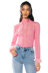 COULD YOU IMAGINE FITTED TURTLE NECK WITH FEATHER DETAILS